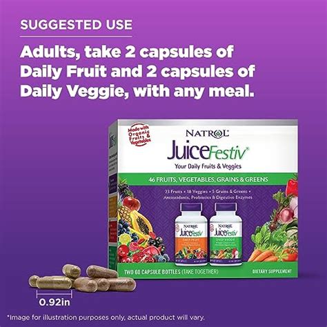 Natrol Juicefestiv Daily Fruits And Veggies Capsules 120 Count Two 60