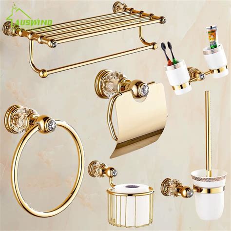 European Gold Bathroom Hardware Set Antique Crystal ...