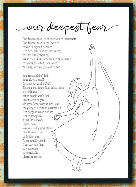 Our Deepest Fear Poem Marianne Williamson Poetry Wall Art Etsy