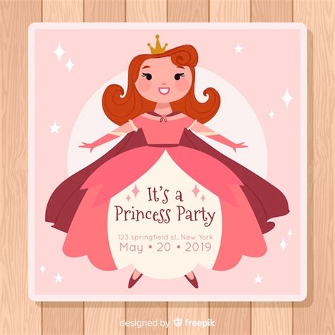 Free Vector Flat Princess Party Invitation Template