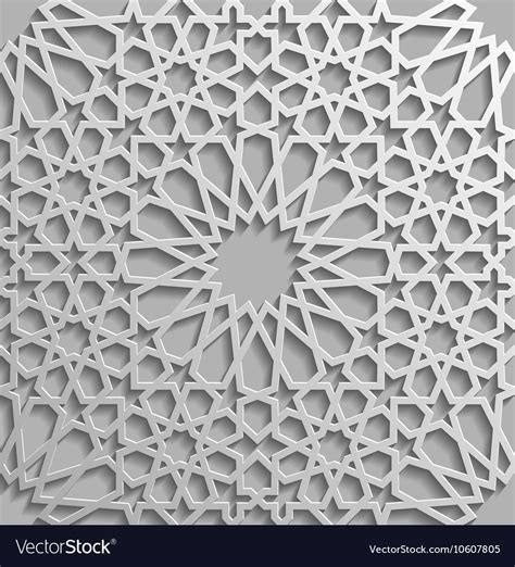 Seamless Islamic Pattern 3d Traditional Arabic Vector Image