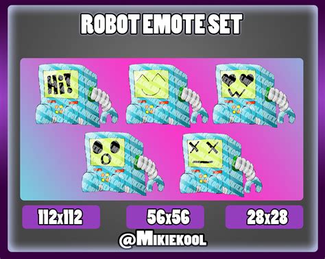 5 Piece Robot Emote Set For Twitch Discord Or Youtube Etsy Uk