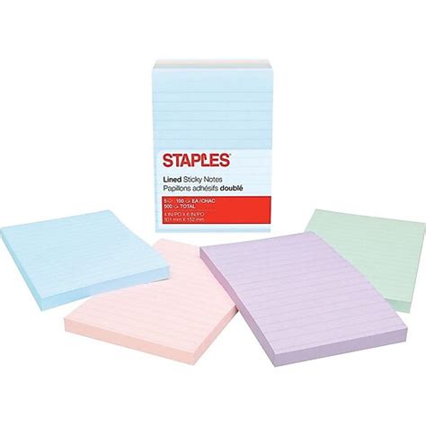Staples Stickies Standard Notes 4 X 6 Assorted 100 Sheetspad 5
