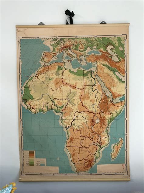 1960s Denoyer Geppert Pull Down School Map Of Africa Etsy Vintage