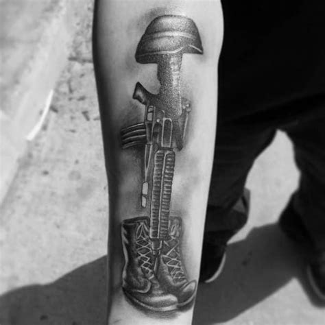 50 Fallen Soldier Tattoo Designs For Men Memorial Ideas Cross Tattoo