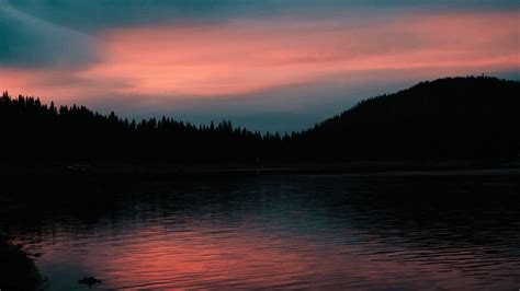 Download Wallpaper 1920x1080 Lake Sunset Horizon Evening Trees Full