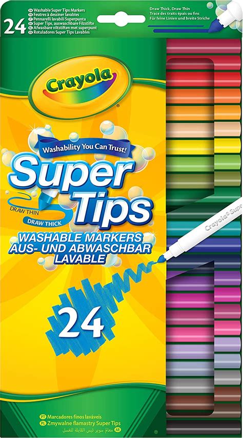 crayola supertips washable markers assorted colours pack of 24 premium felt tip pens that