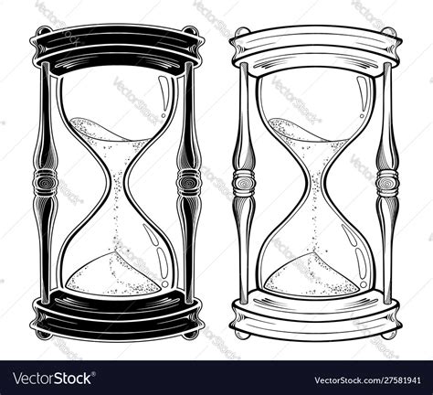 Hand Drawn Line Art Hourglass Set Royalty Free Vector Image