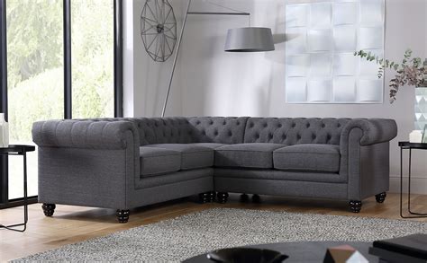 Hampton Slate Fabric Chesterfield Corner Sofa Furniture Choice
