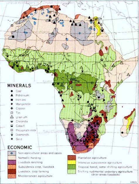 Historical Maps Africa Map Of Africa Minerals And Economic Activity Africa