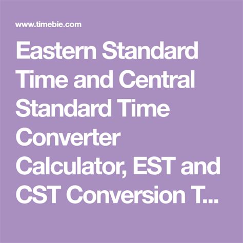 Eastern Standard Time And Central Standard Time Converter Calculator