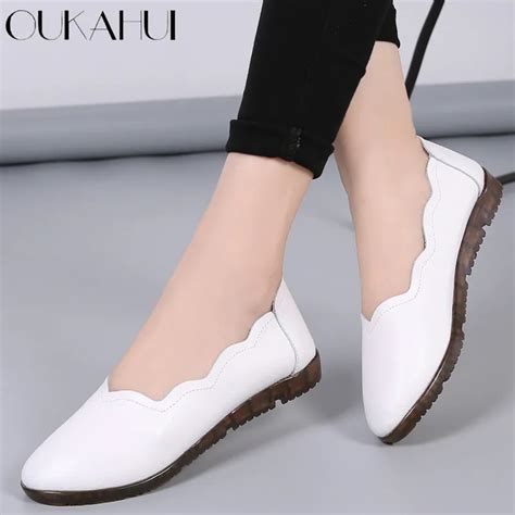 White Leather Flat Shoes Cheaper Than Retail Price Buy Clothing