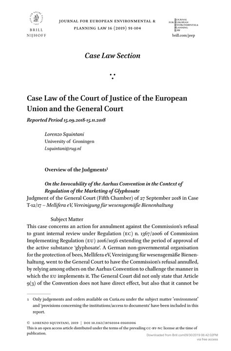 Pdf Case Law Of The Court Of Justice Of The European Union And The