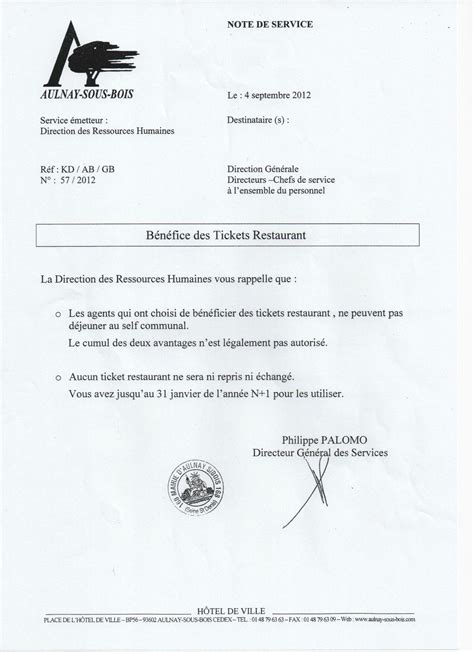 NOTE DE SERVICE  SYNDICAT FORCE OUVRIERE DES COMMUNAUX D'AULNAY SOUS BOIS