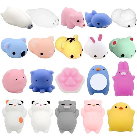Mochi Squishies Toys Outee 20 Pcs Squishies Cat Stress Mochi Animals