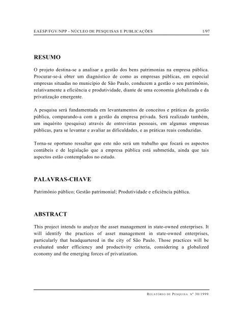 Resumo Palavras Chave Abstract Gvpesquisa