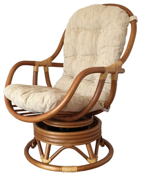 Rattan Swivel Rocking Chair Erick Tropical Rocking Chairs By