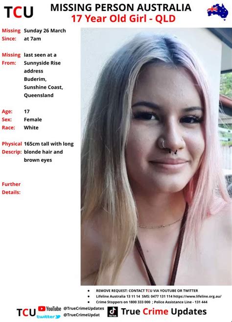 true crime updates on twitter missing person australia 17 year old girl buderim sunshine