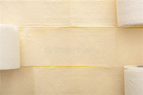 Top View Of Unrolled White Toilet Paper Stock Image Image Of