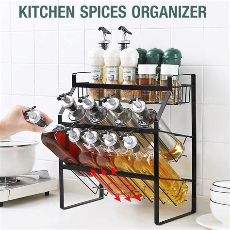 3453920cm 3 Tier Kitchen Spice Rack Wall Mounted Or Countertop