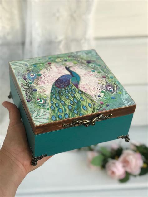 Peacock Jewelry Box Personalized Wooden Box T For Women Etsy