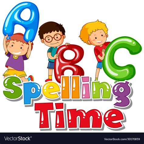 Font Design For Word Spelling Time With Kids Vector Image