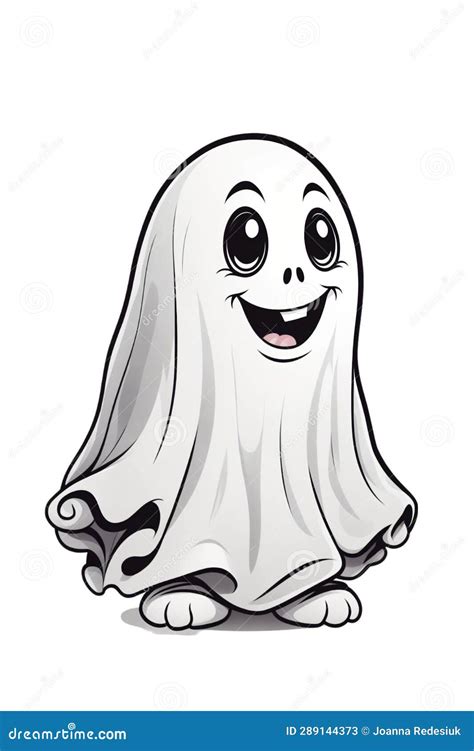 Ghost On A Light Background Kawaii Graphics For Halloween Stock