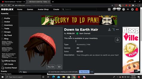 Roblox New Free Down To Earth Hair Item Youtube