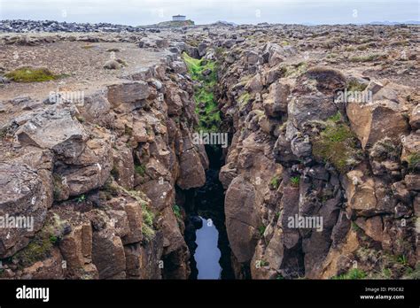 Rock Fissure Next To Road On A Reykjanesskagi Southern Peninsula In