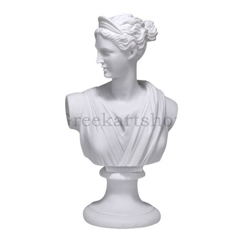 Greek Roman Goddess Artemis Diana Bust Head Cast Marble Statue Sculpture