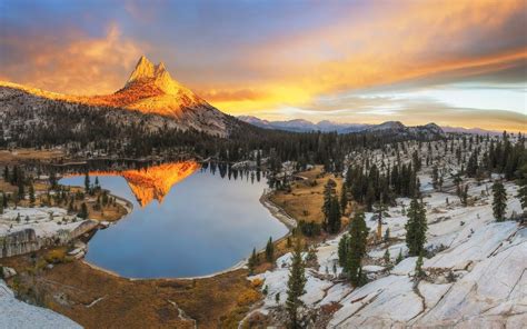 X Landscape Nature Mountain Sunset Forest Snow Lake