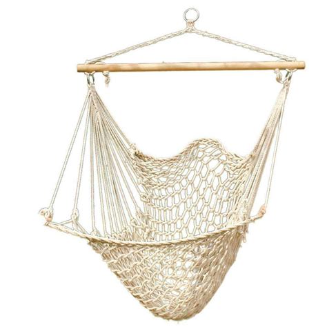 Hanging rope hammock chair swing for patio garden back yard tree play fun indoor, outdoor weight capacity 250lb luerer 4.5 out of 5 stars (509) sale price $97.50 $ 97.50 $ 195.00 original price $195.00 (50% off) free shipping add to favorites crochet hammock, macrame hammock chair, boho hammock chair, hammock swing chair, hanging chair, indoor. Hammock Cotton Swing Camping Hanging Rope Chair Wooden Beige White Outdoor Patio - Walmart.com ...
