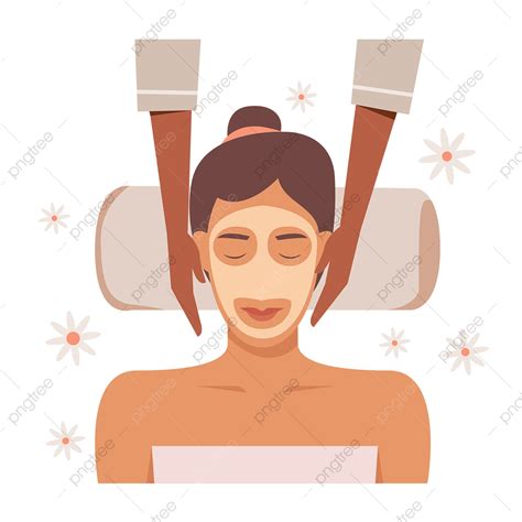 Spa Candles Massage Vector Hd Png Images Young Women Mask Spa Massage Concept Illustration Spa