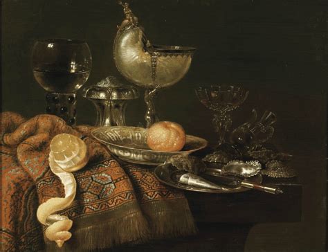 Willem Claesz Heda A Still Life With A Nautilus Cup A Silver Salt