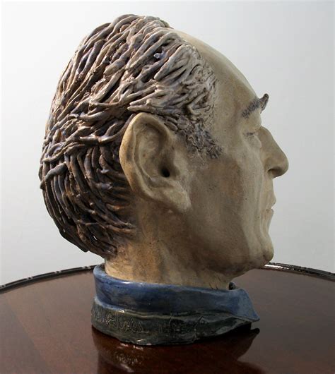 Original Painted Fired And Glazed Terracotta Clay Portrait Bust Of A Man
