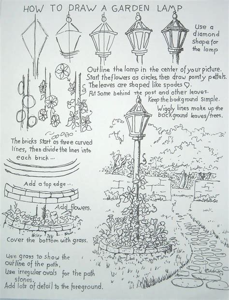 how to draw a garden lamp post - Google Search | Drawings, Garden lamp post, Art lessons