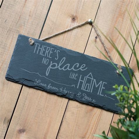 Personalised Hanging Slate Sign Theres No Place Like Home Slate