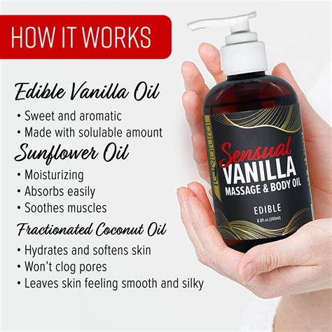 sensual vanilla massage and body oil edible iq natural
