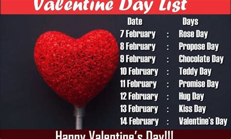 Valentine Week List 2023 Day Dates Timetable Happy Valentine Day