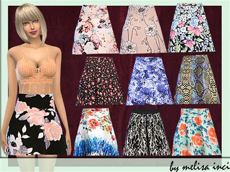 Floral Print Scuba A Line Skirt By Melisa Inci At Tsr Sims 4 Updates