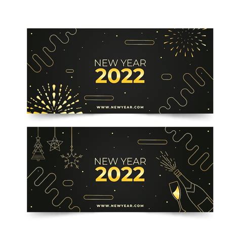 Premium Vector Gradient Happy New Year 2022 Banners Set