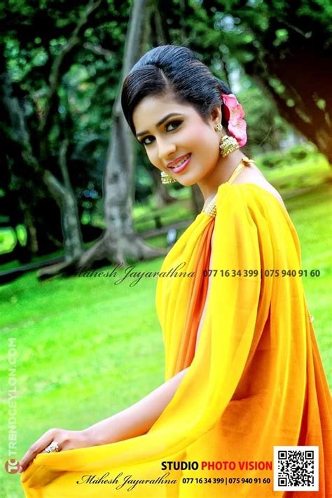 Gorgeous Actress Maheshi Madushanka In Traditional Yellow Saree