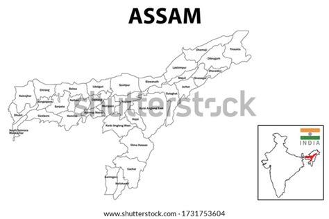 Assam Map Political Administrative Map Assam Stock Vector Royalty Free