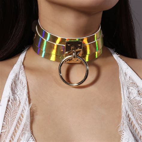 Diezi Harajuku Oversized Gothic Choker Necklace Sexy Leather Women Collar Bondage Goth Belt