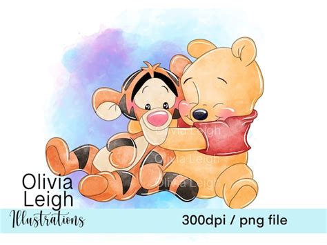 Cute Baby Winnie The Pooh And Tigger Clipart PNG Files DIGITAL Etsy