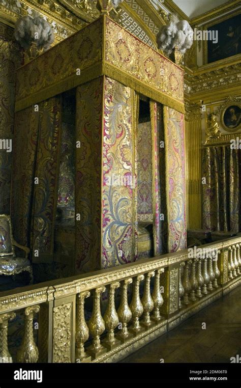 The Kings Bed With Gilded Bed Curtains In The Bed Chamber Of Louis Xiv