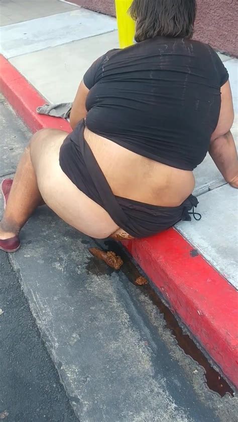 Homeless Woman Caught Taking A Shit And Piss