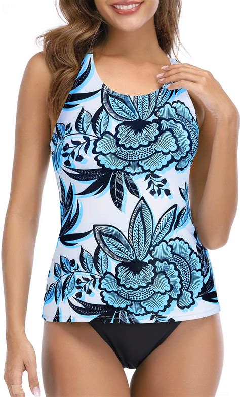 American Trends Womens Tankini Swimsuits For Women Floral Print Swimwear Two Piece Bathing Suits