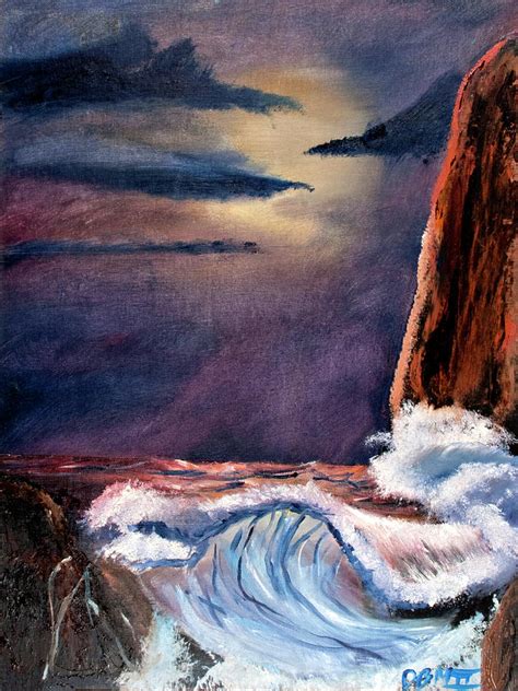 Crashing Wave At Moonlight Painting By David Martin Fine Art America