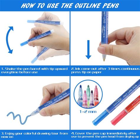 Double Line Outline Pensyithinc 12 Colours Outline Pens Fluorescent